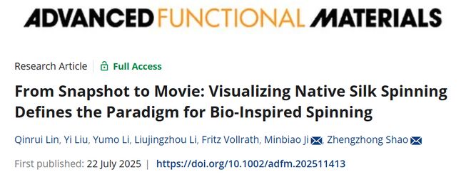 复旦大学邵正中教授AFM：仿生纺丝！